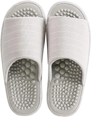 MAGILONA Women Mens Unisex Washable Cotton Open-Toe Home Slippers Indoor Shoes Casual Flax Soft Non-Slip Sole Shoes