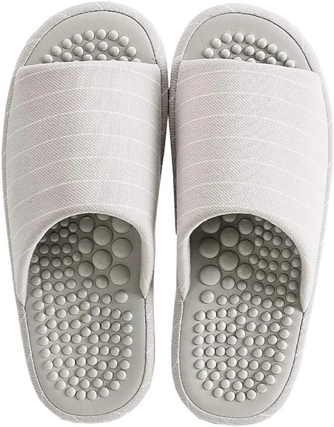 MAGILONA Women Mens Unisex Washable Cotton Open-Toe Home Slippers Indoor Shoes Casual Flax Soft Non-Slip Sole Shoes