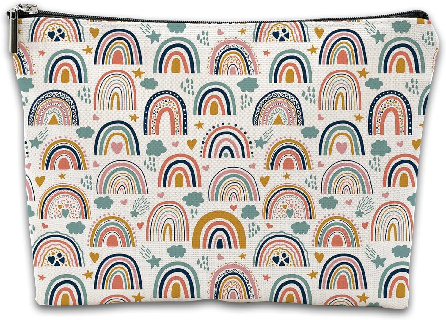 Makeup Bag Bohemian Rainbows Cosmetic Bag Mini Portable Travel Toiletry Bag Organizer Makeup Brushes Aesthetic Accessories Waterproof Storage Bag for Women