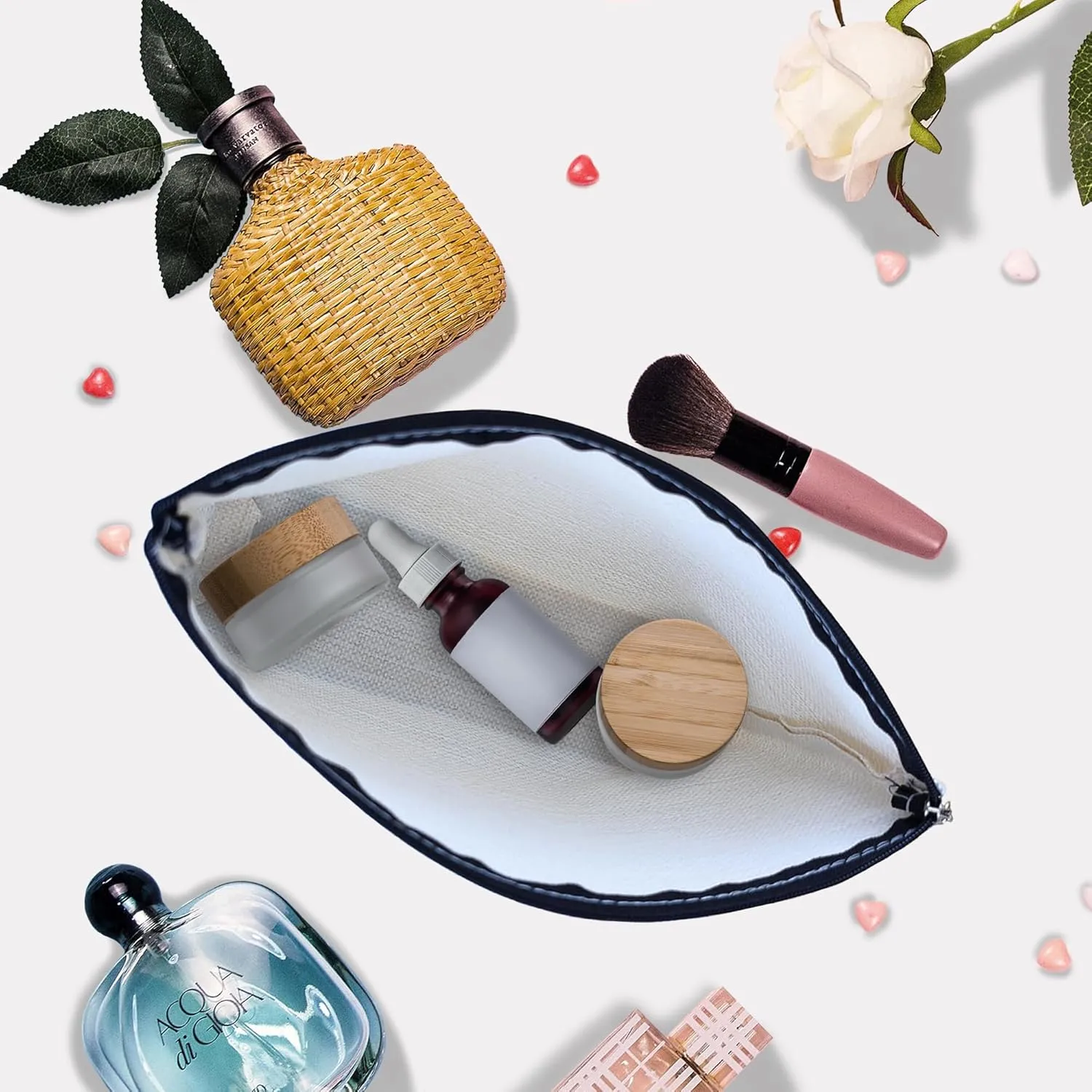 Makeup Bag Bohemian Rainbows Cosmetic Bag Mini Portable Travel Toiletry Bag Organizer Makeup Brushes Aesthetic Accessories Waterproof Storage Bag for Women
