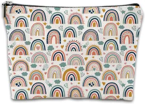 Makeup Bag Bohemian Rainbows Cosmetic Bag Mini Portable Travel Toiletry Bag Organizer Makeup Brushes Aesthetic Accessories Waterproof Storage Bag for Women