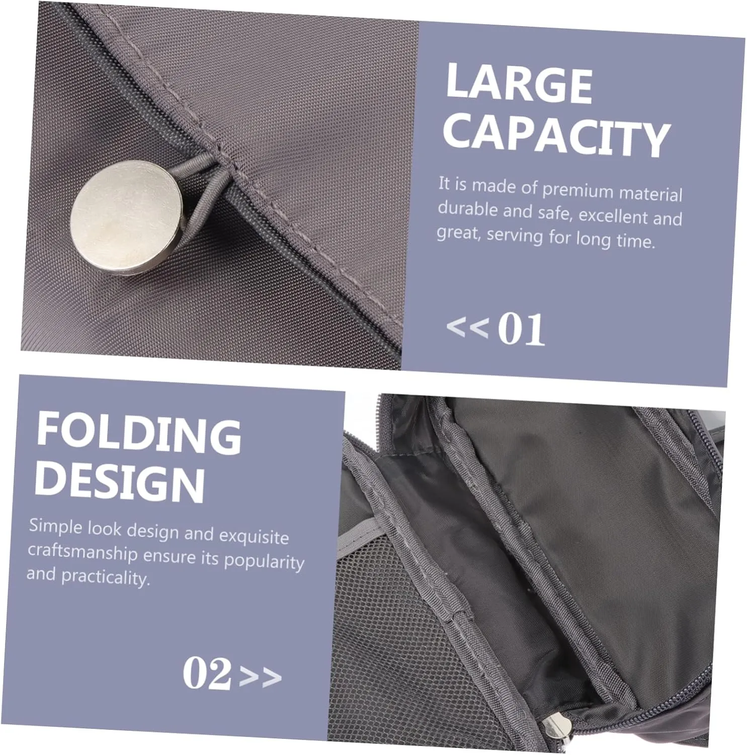 Makeup Brush Bag Storage Bags for Travel Organizer Multipurpose Cosmetic Bag Major Box, Grey, 23x10cm