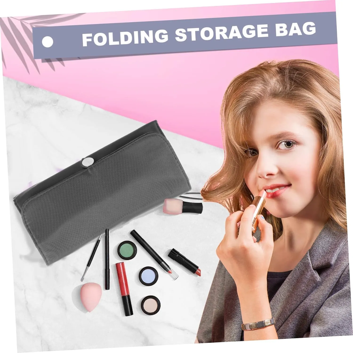 Makeup Brush Bag Storage Bags for Travel Organizer Multipurpose Cosmetic Bag Major Box, Grey, 23x10cm