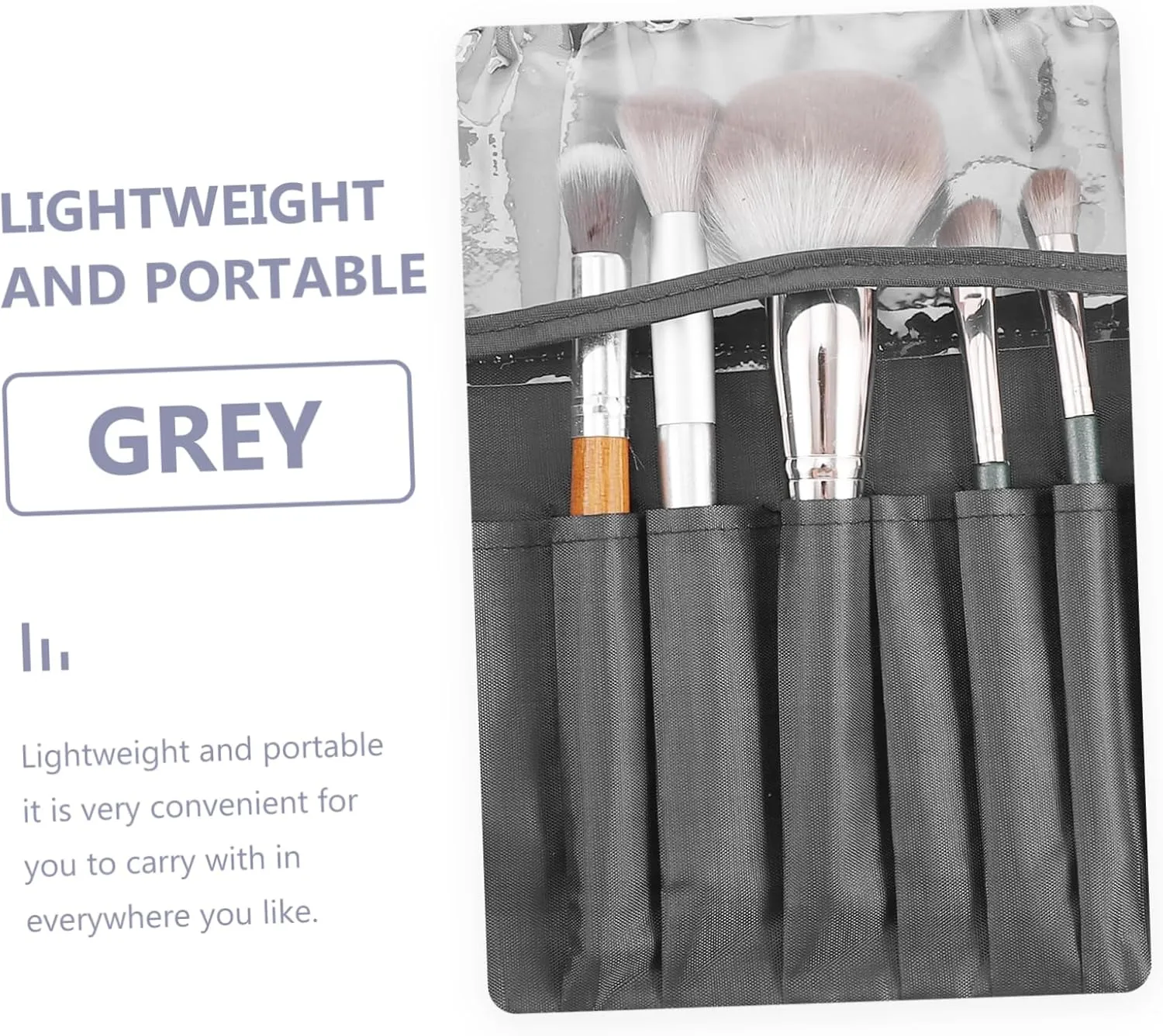Makeup Brush Bag Storage Bags for Travel Organizer Multipurpose Cosmetic Bag Major Box, Grey, 23x10cm