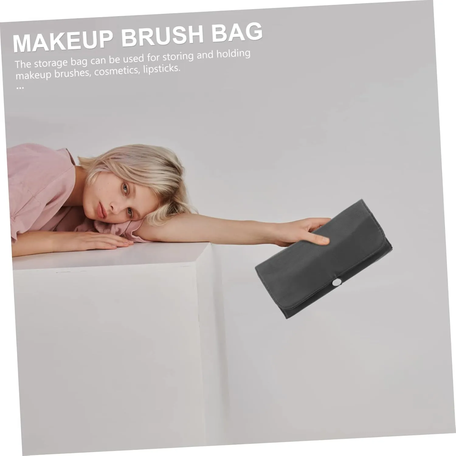 Makeup Brush Bag Storage Bags for Travel Organizer Multipurpose Cosmetic Bag Major Box, Grey, 23x10cm