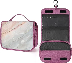 Marble,Toiletry Bag Travel Bag with Hanging Hook,Stone Textured Natural Features,Water-resistant Makeup Cosmetic Bag Organizer for Accessories, Shampoo, Full-size Container,Toiletries,Gray