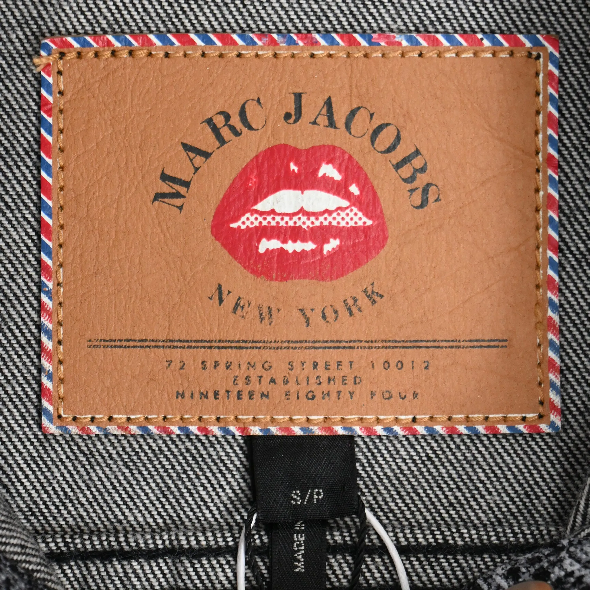 Marc Jacobs Lace-Print Embellished Jacket in Black Cotton Denim