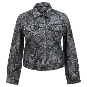Marc Jacobs Lace-Print Embellished Jacket in Black Cotton Denim