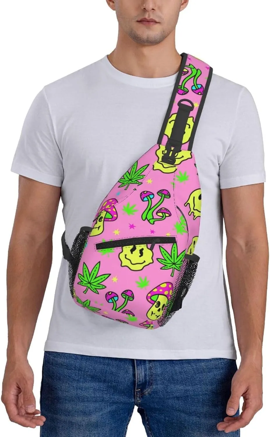 Marijuana Color Crossbody Backpack Travel Sling Shoulder Bag For Men Women Adjustable Hiking Daypack