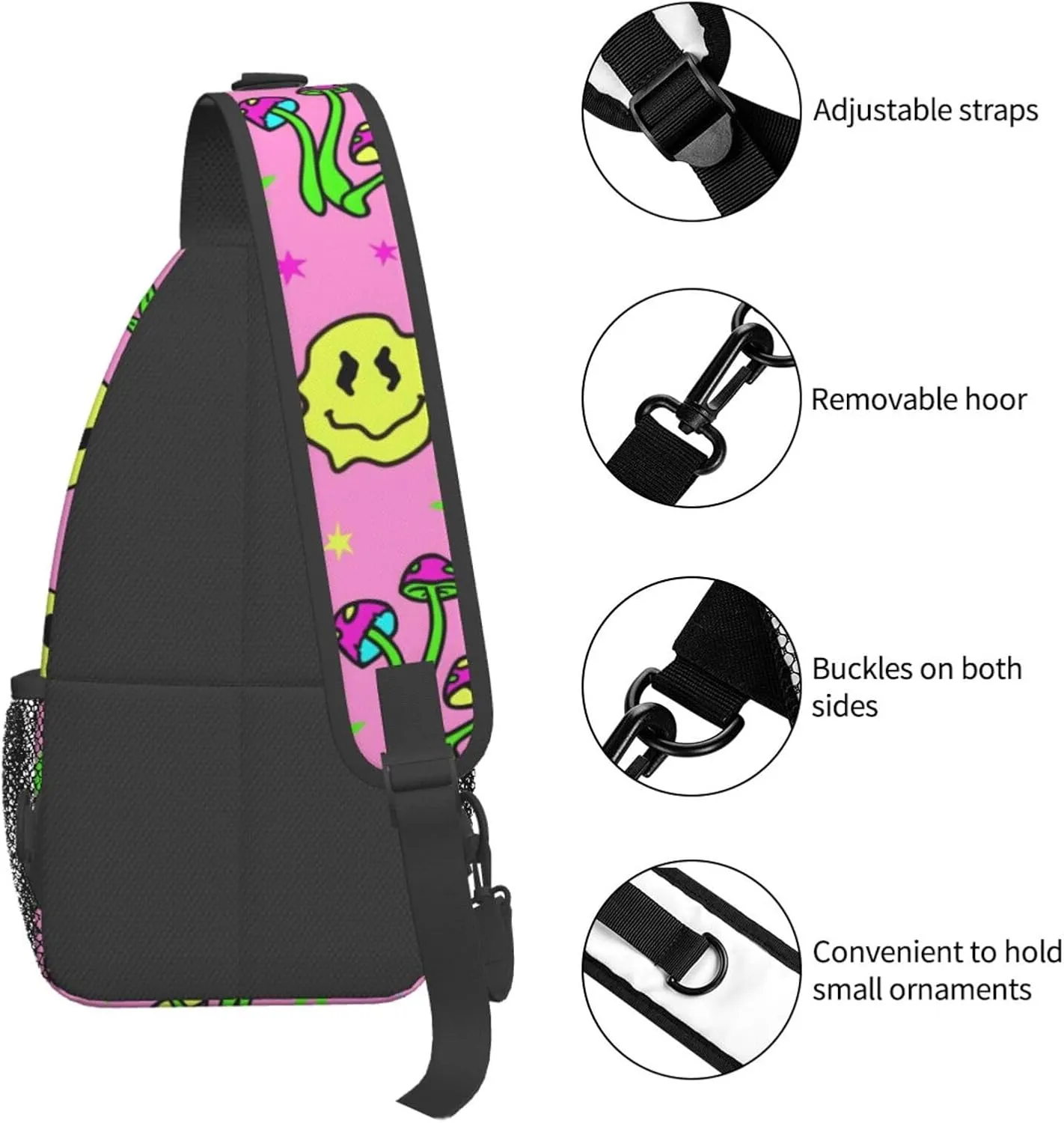 Marijuana Color Crossbody Backpack Travel Sling Shoulder Bag For Men Women Adjustable Hiking Daypack