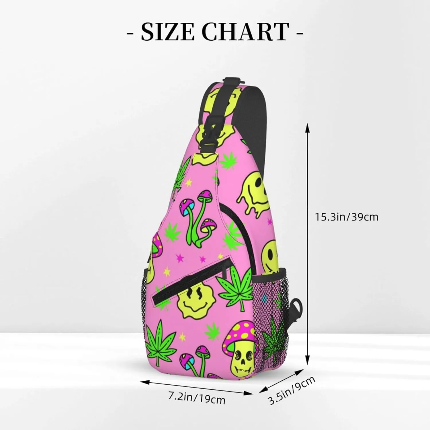 Marijuana Color Crossbody Backpack Travel Sling Shoulder Bag For Men Women Adjustable Hiking Daypack