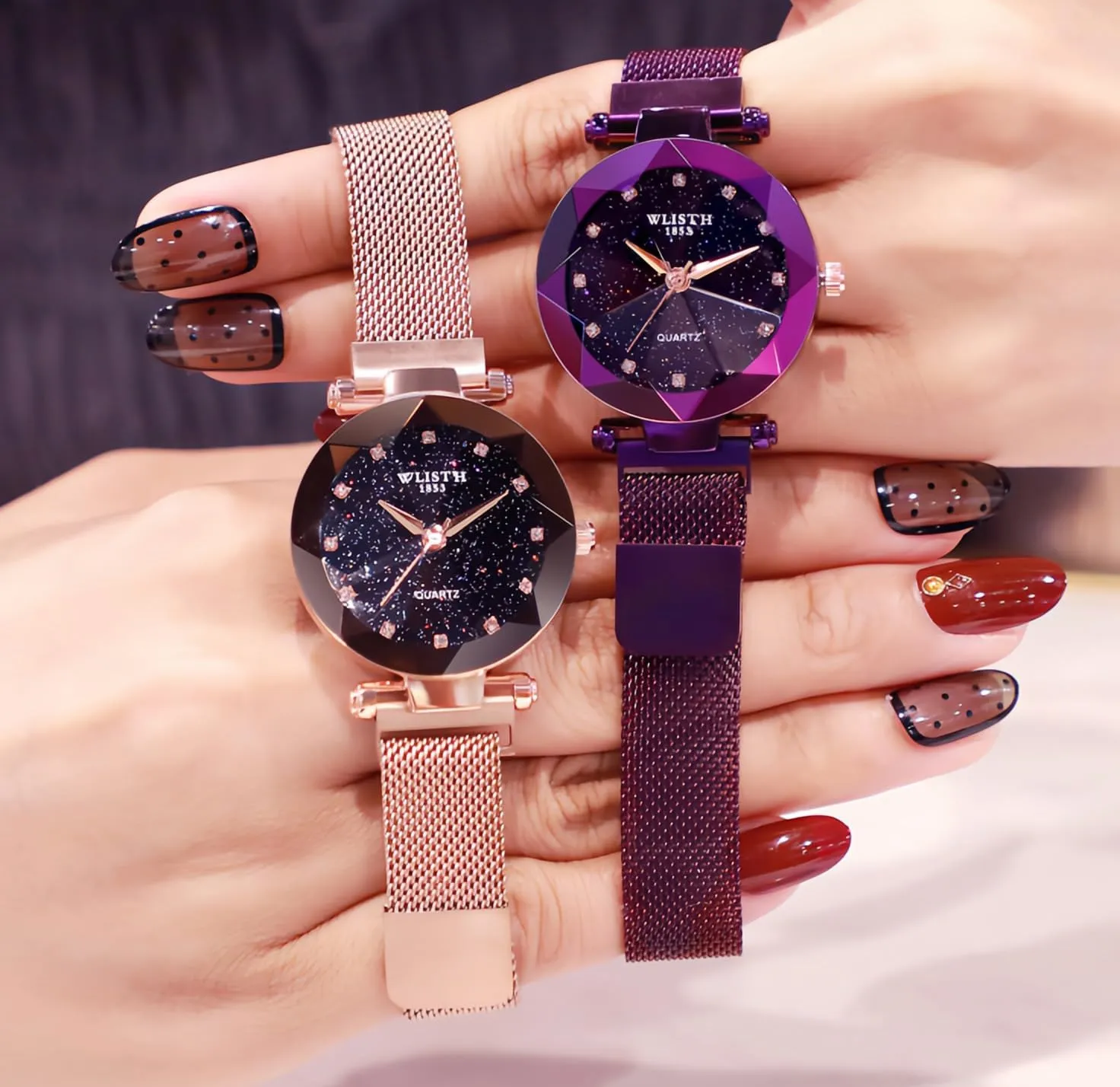 MASTOP Fashion Women Rose Gold Watch Japan Quartz Stainless Steel Magnetic Mesh Band Waterproof Ladies Watches
