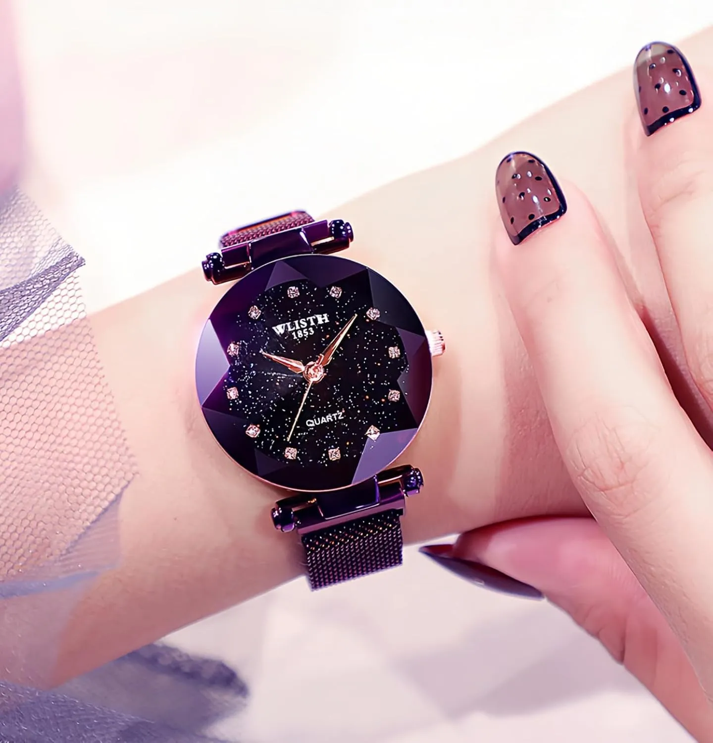 MASTOP Fashion Women Rose Gold Watch Japan Quartz Stainless Steel Magnetic Mesh Band Waterproof Ladies Watches