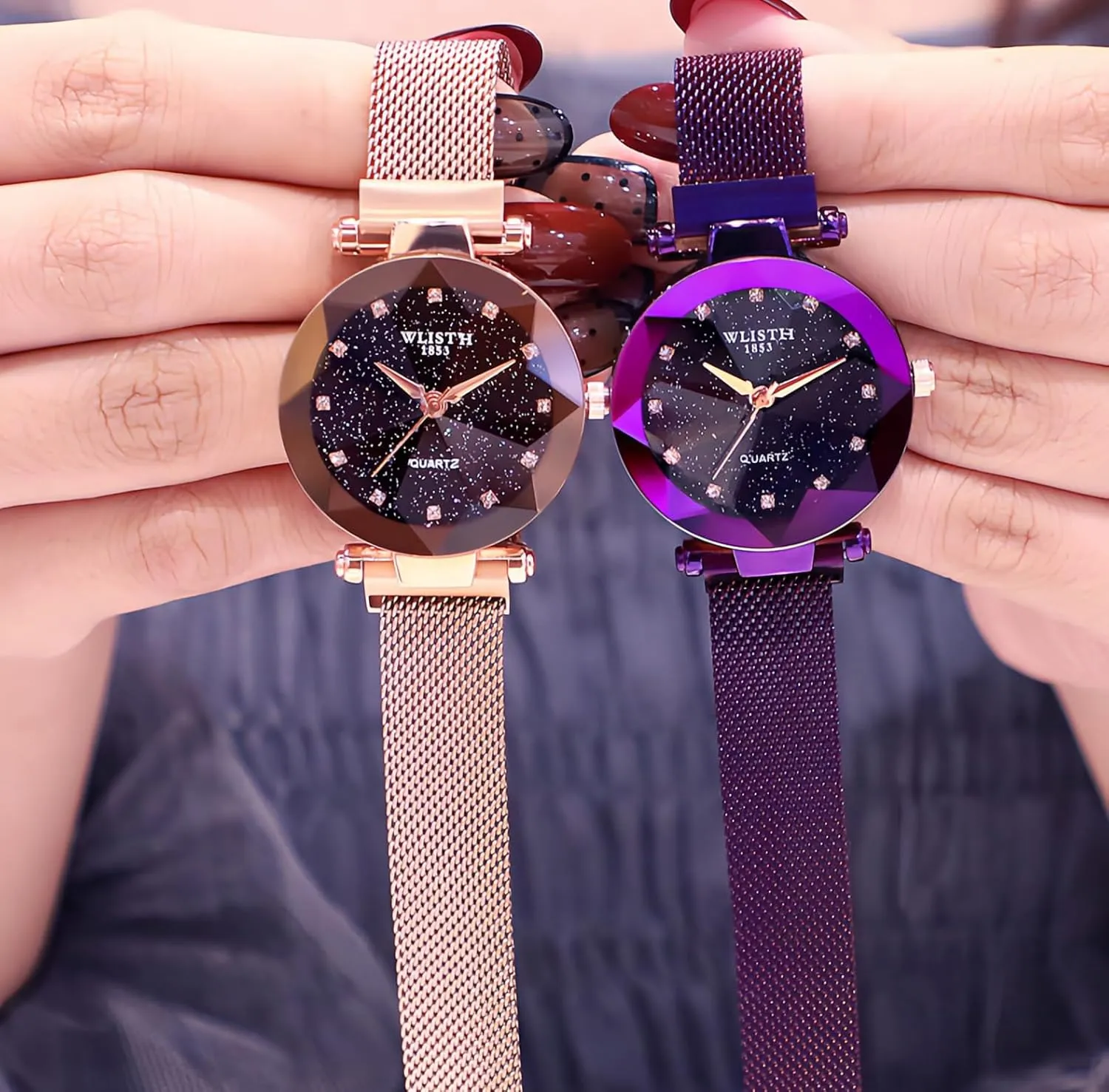 MASTOP Fashion Women Rose Gold Watch Japan Quartz Stainless Steel Magnetic Mesh Band Waterproof Ladies Watches