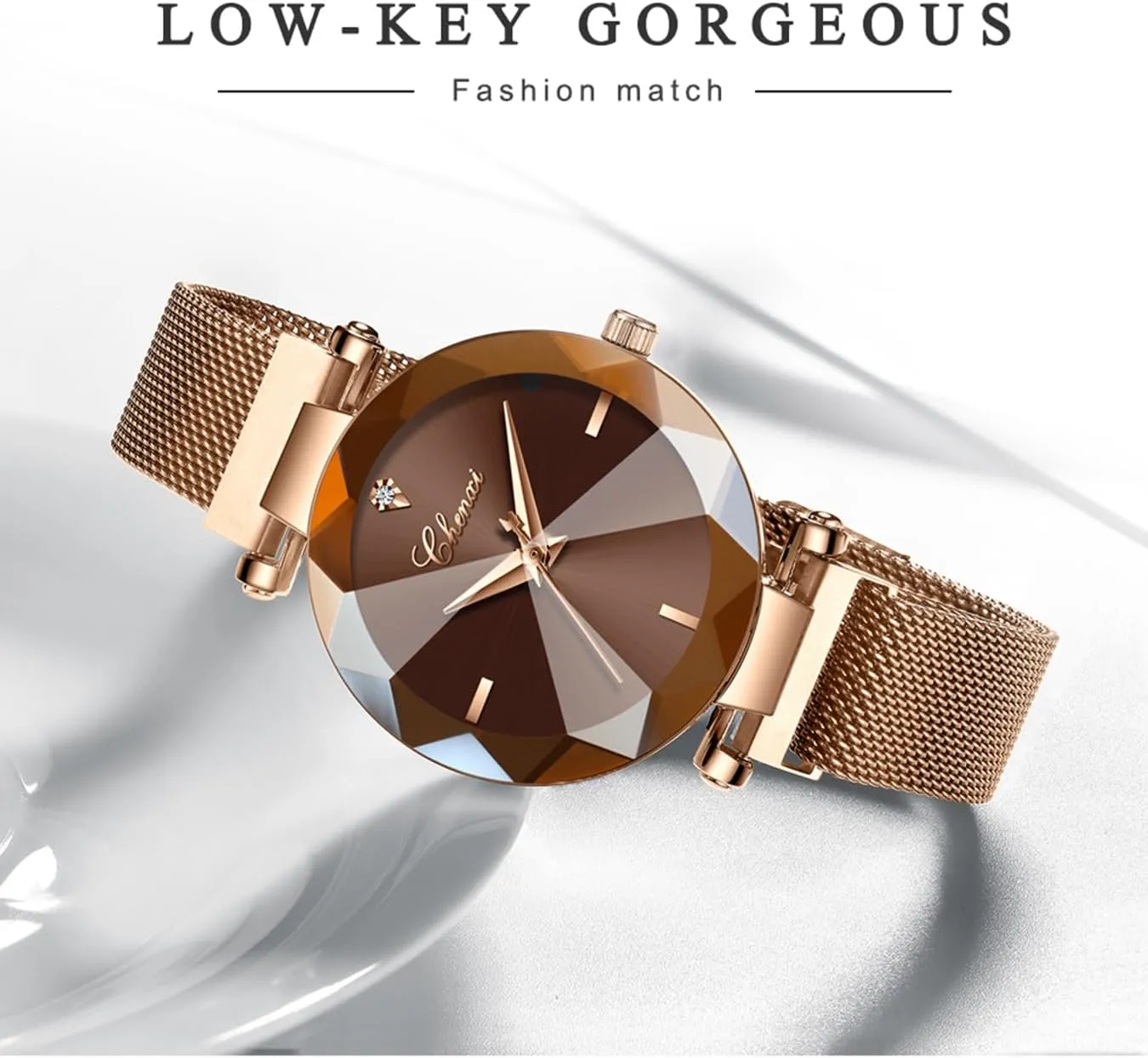 MASTOP Fashion Women Rose Gold Watch Japan Quartz Stainless Steel Magnetic Mesh Band Waterproof Ladies Watches