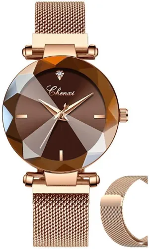 MASTOP Fashion Women Rose Gold Watch Japan Quartz Stainless Steel Magnetic Mesh Band Waterproof Ladies Watches