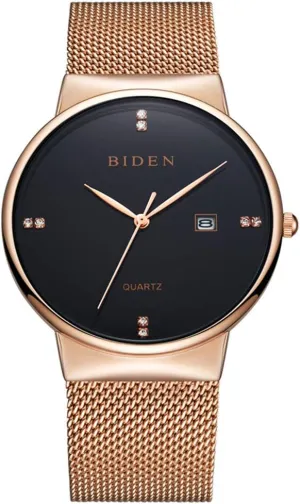 MASTOP Men Watch Ultra Thin Watches Stainless Steel Mesh Band Quartz Watch Fashion Waterproof Watches with Date