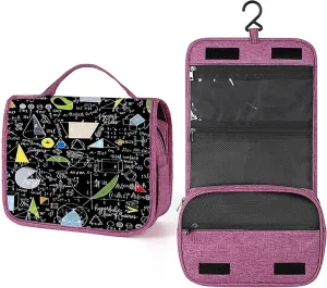 Math Theme,Toiletry Bag Hanging Travel Makeup Organizer,Math & Science,Cosmetic Makeup Bag for Full Sized Toiletries,Black, Black_8, 215-SDS0326MakeupBagA366