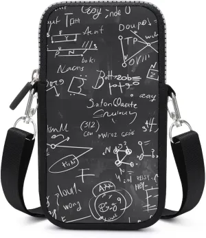 Mathematical Algebra Equations Formulas Cell Phone Purse Small Cross-body Bags Portable Shoulder Bag with Zippered for Women Men