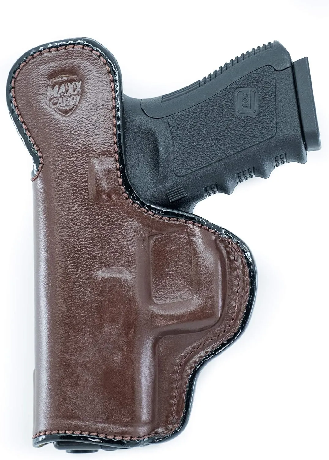 Maxx Carry IWB Leather Gun Holster Compatible with Glock 19 19X 23 32 | S&W M&P Shield 2.0 | Ruger Security 9, SR9c, SR40c | Sig Sauer P239, P250 Subcompact