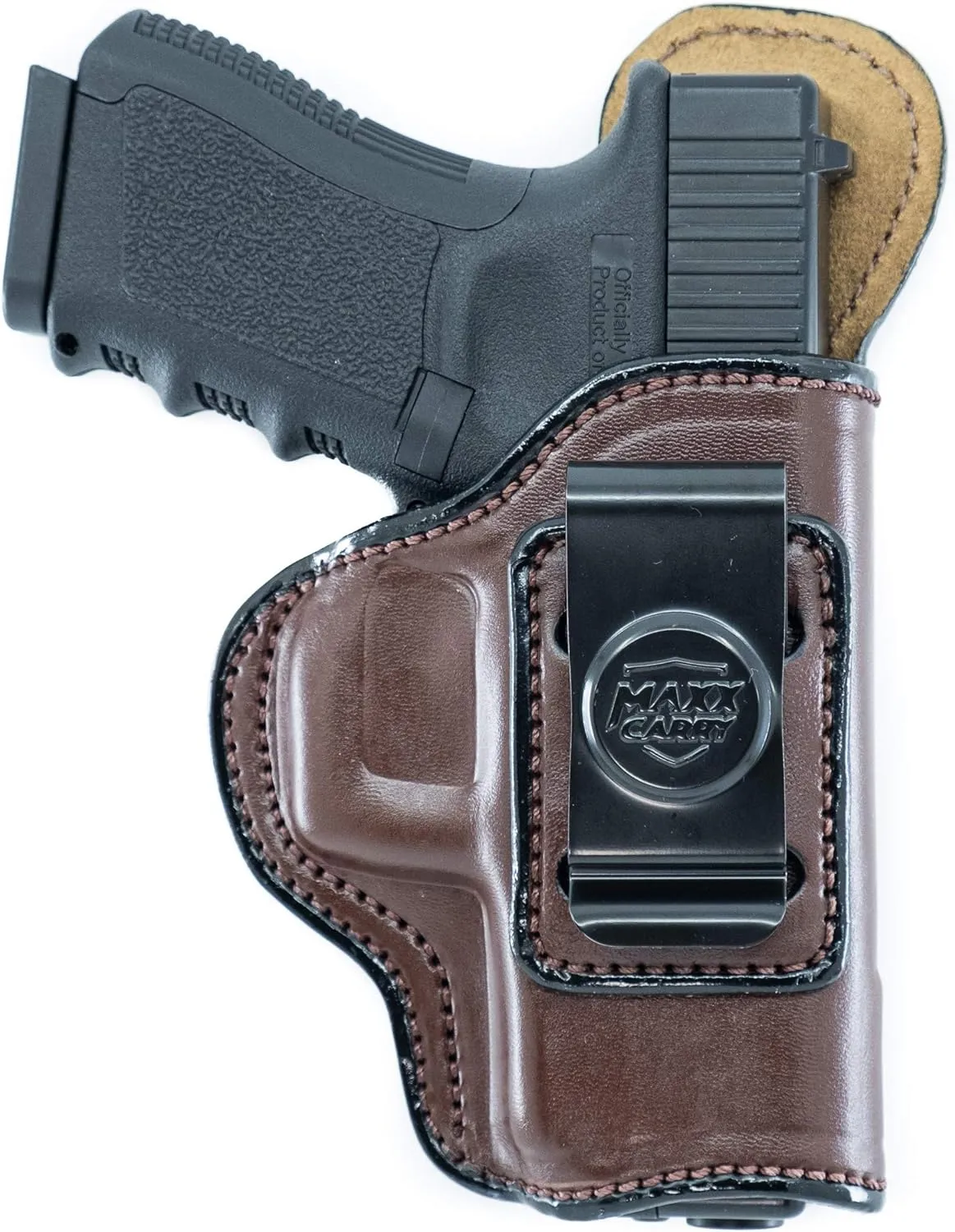 Maxx Carry IWB Leather Gun Holster Compatible with Glock 19 19X 23 32 | S&W M&P Shield 2.0 | Ruger Security 9, SR9c, SR40c | Sig Sauer P239, P250 Subcompact