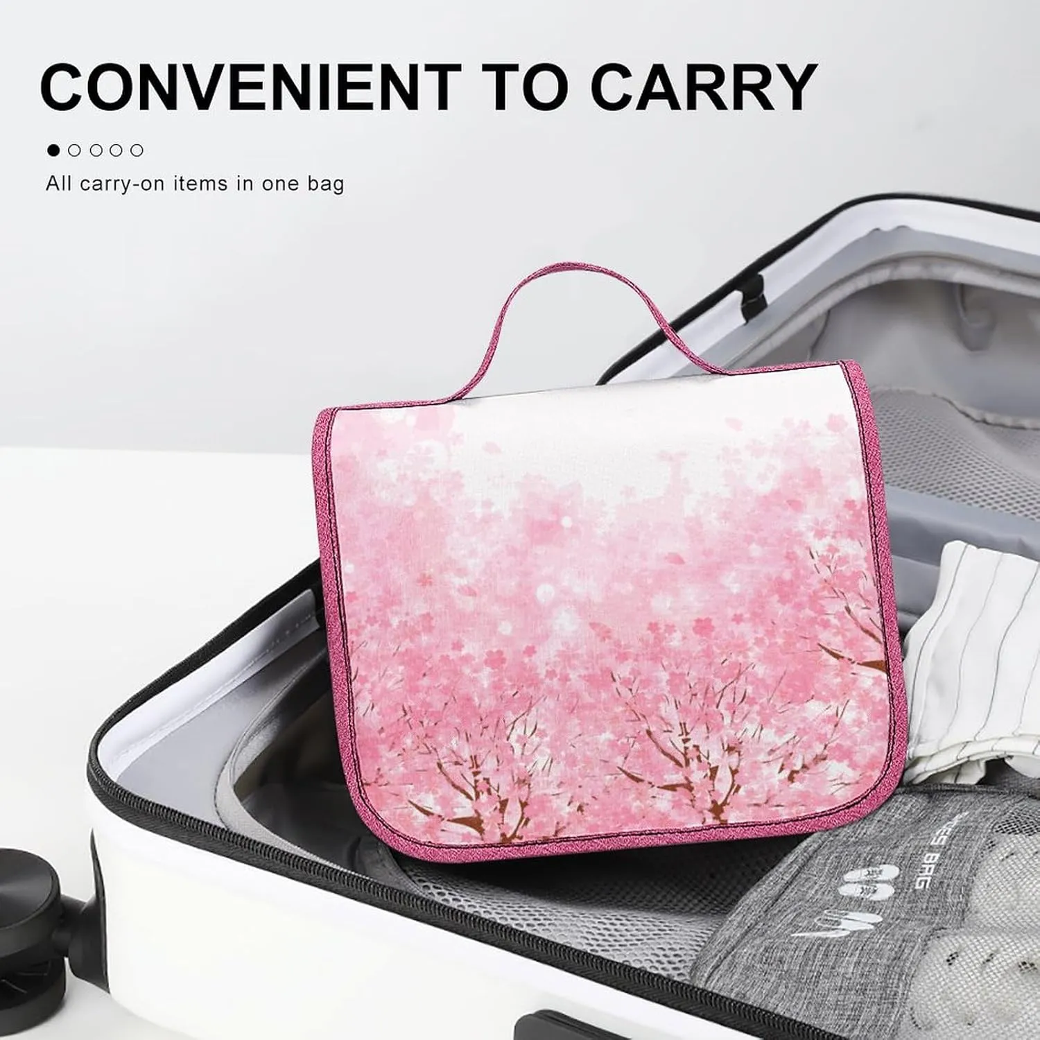 Meadow,Travel Toiletry Hanging Bag Waterproof Bags,Spring Landscape with Meadow,Makeup bag Organizers, Cosmetic Travel-Sized Container,Large Capacity for Women,Green Blue
