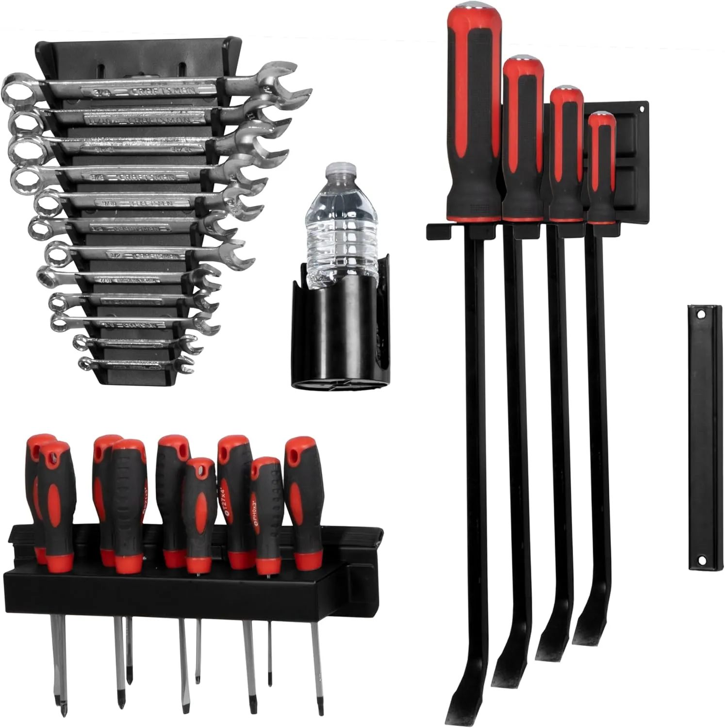 Mechanics 5 Piece Magnetic Tool Box Accessories - Metal Organizer Wall Mount for Enclosed Utility Trailer & Garage Organization
