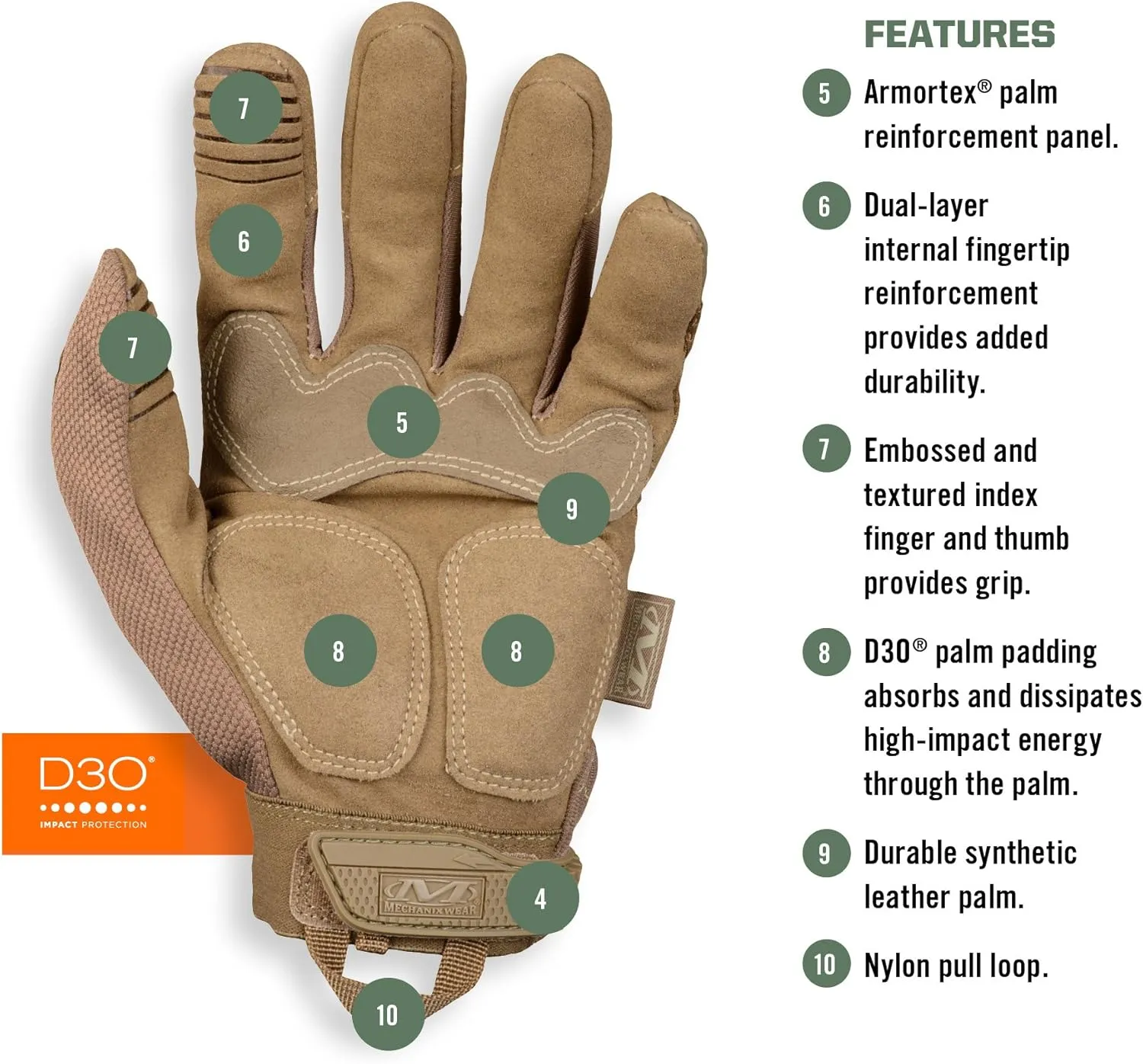 Mechanix Wear: M-Pact Tactical Gloves with Secure Fit, Touchscreen Capable Safety Gloves for Men, Work Gloves with Impact Protection and Vibration Absorption (Brown, X-Large)