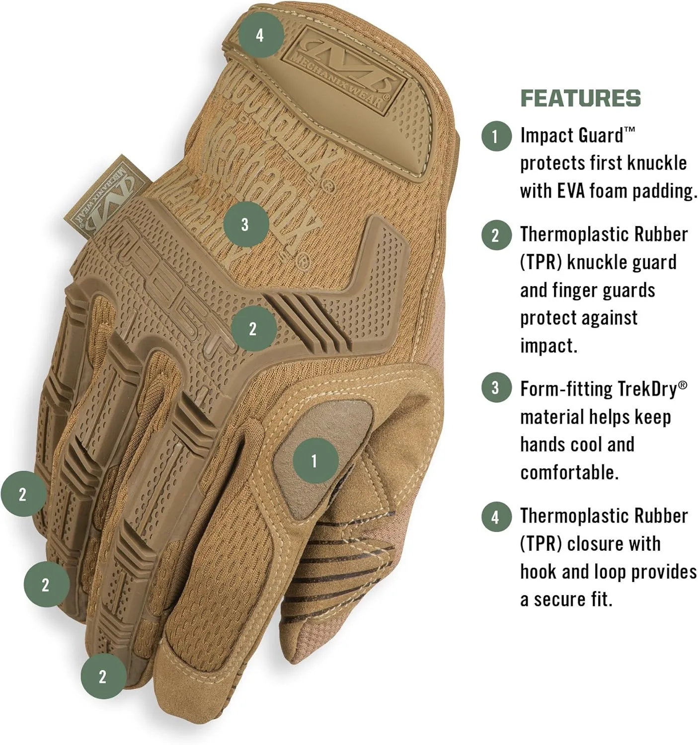 Mechanix Wear: M-Pact Tactical Gloves with Secure Fit, Touchscreen Capable Safety Gloves for Men, Work Gloves with Impact Protection and Vibration Absorption (Brown, X-Large)
