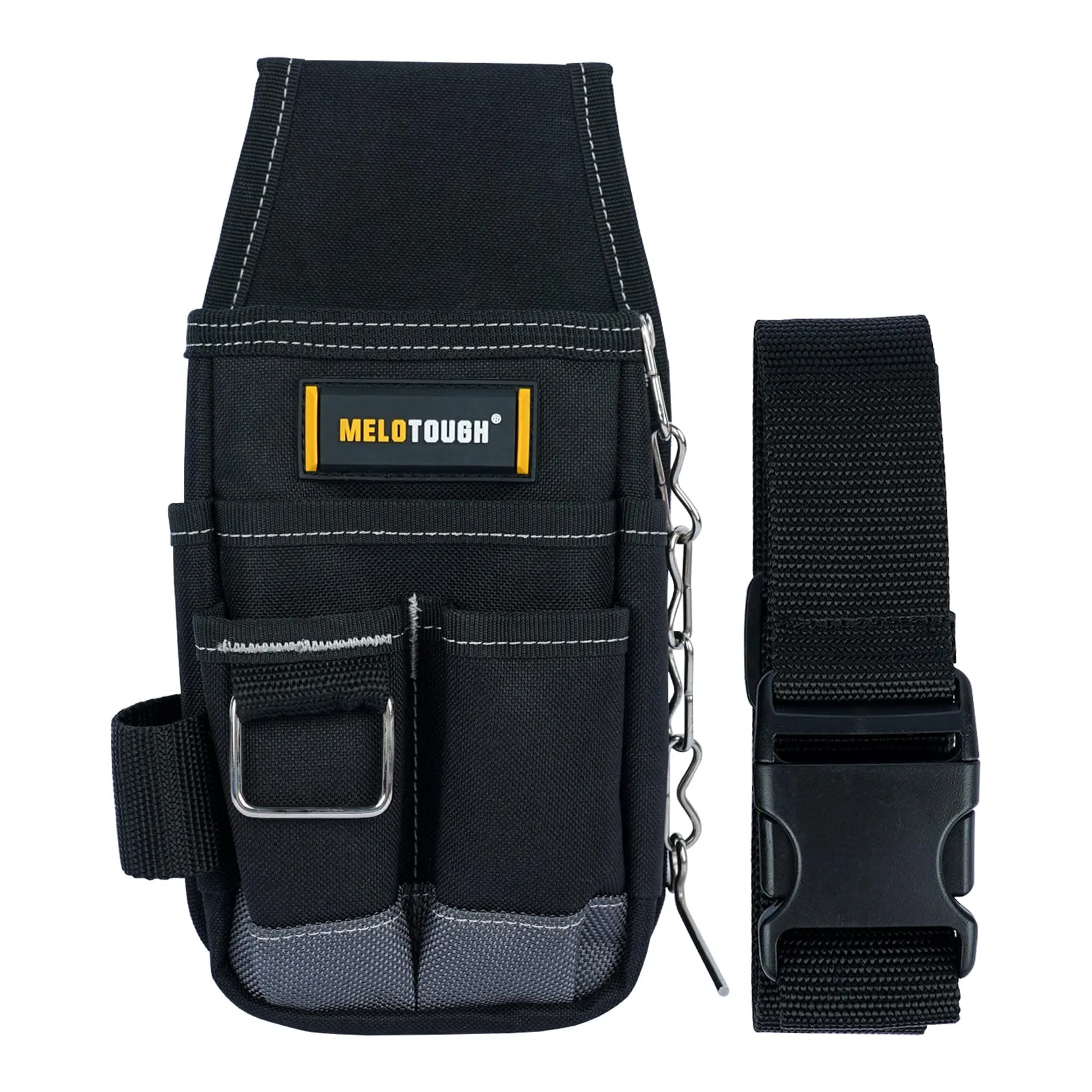 MELOTOUGH Pocket Tool Pouch Tool Belt Pouches with Belt Clip Utility Mini Tool Organizer Pouch for Electrician,Carpenter,Construction,Technician Grey