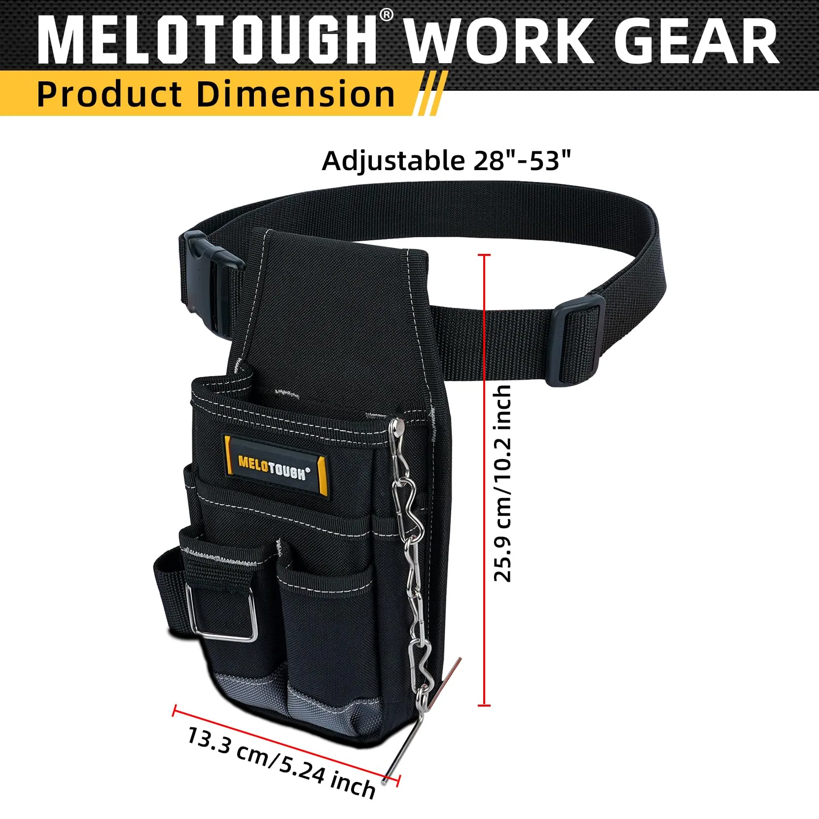 MELOTOUGH Pocket Tool Pouch Tool Belt Pouches with Belt Clip Utility Mini Tool Organizer Pouch for Electrician,Carpenter,Construction,Technician Grey