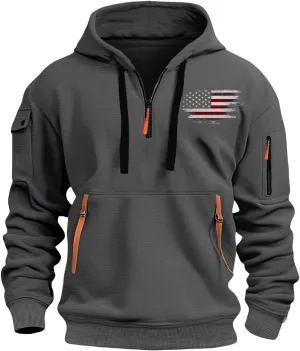 Men Hoodie,Mens Zip up Hoodie Loose Fit Heavyweight Quarter-Zip Sweatshirt Long Sleeve Hoodie with Pockets