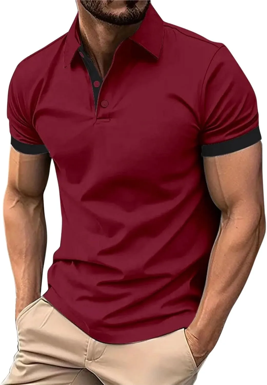 Mens 3 Pack Polo Shirts Quick Dry Performance Short Sleeve Button Up Golf Shirts Work Summer Casual Lightweight Tops