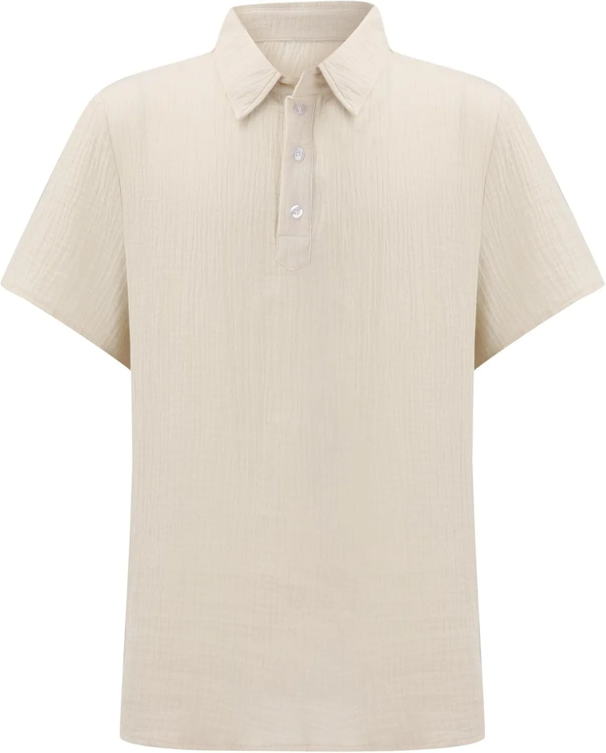 Men's Button Polo Shirt Textured Casual Knit Short Sleeve Polo T Shirt Summer Beach Holiday Stretchy Golf Shirts