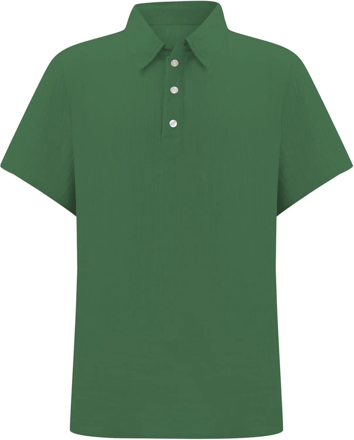 Men's Button Polo Shirt Textured Casual Knit Short Sleeve Polo T Shirt Summer Beach Holiday Stretchy Golf Shirts