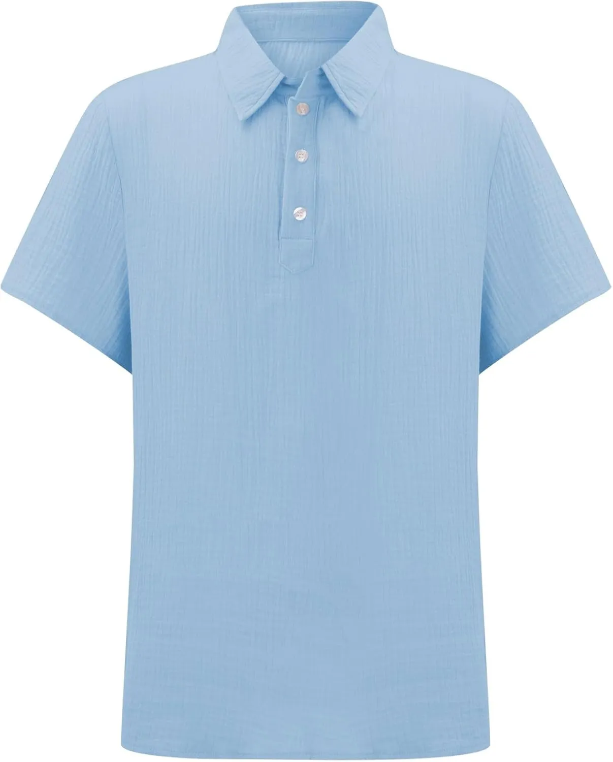 Men's Button Polo Shirt Textured Casual Knit Short Sleeve Polo T Shirt Summer Beach Holiday Stretchy Golf Shirts