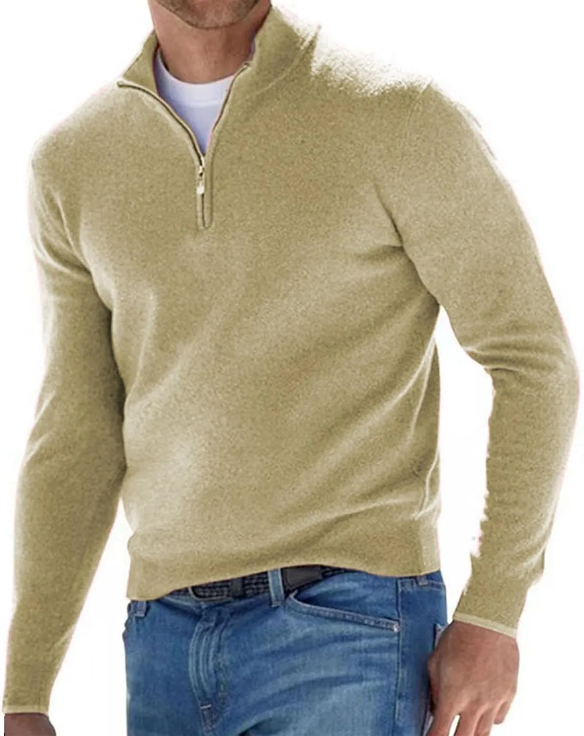 Men's Casual Sports Shirts 1/4 Zip Long Sleeve Fleece Lined Running Pullover Tops Stand Collar Workout Sweatshirt