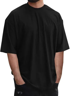 Men's Fashion Short Sleeve Tshirts Outdoor Oversize Pullover Solid Color Casual Tees Lightweight Mockneck Basic Tops