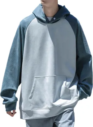 Mens Hoodies Buttons Classic Color Matching Pullover Male Suede Sports Classic Casual Youthful Hooded Tops