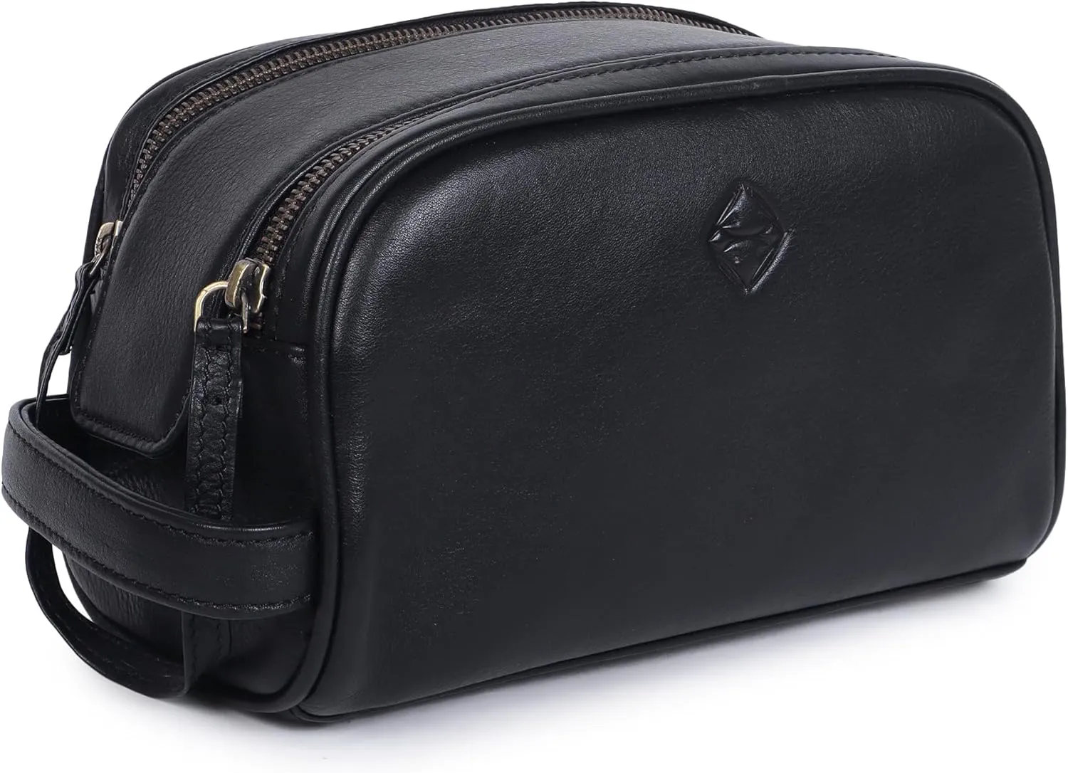 Mens Leather Toiletry Travel Bag, Shaving and Travel Kit for Men, Dopp Kit Men, Handcrafted Vintage, Toiletry Pouch With Waterproof Lining - Black