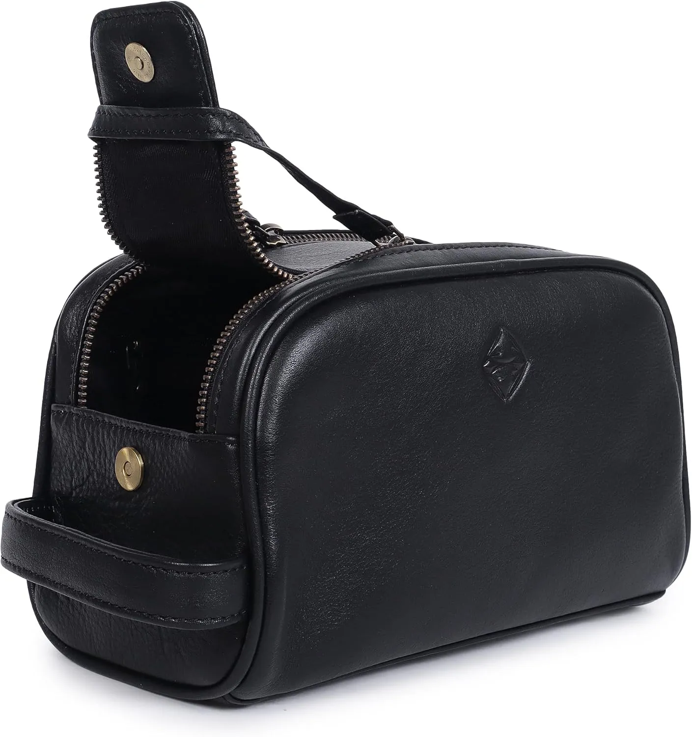 Mens Leather Toiletry Travel Bag, Shaving and Travel Kit for Men, Dopp Kit Men, Handcrafted Vintage, Toiletry Pouch With Waterproof Lining - Black