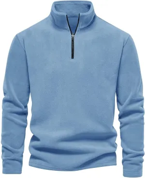 Mens Quarter Zip Sweatshirt Polar Fleece Long Sleeve Pullover Golf Shirt for Men Winter Stand Collar Thermal Sweater