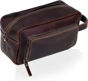 Men's Toiletry Bag Leather Travel Toiletry Bag Dopp Kit for Men Shaving Bag for Travel Accessories 101 YEAR QUALITY REPLACEMENT WARRENTY