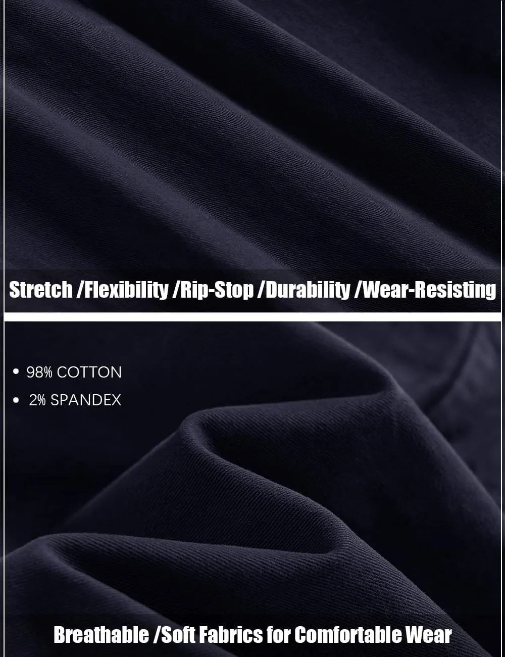 Men's Twill Slim-Fit Cargo Hiking Pants Stretch Cotton Casual Outdoor Tactical Utility Work Military Combat Pants