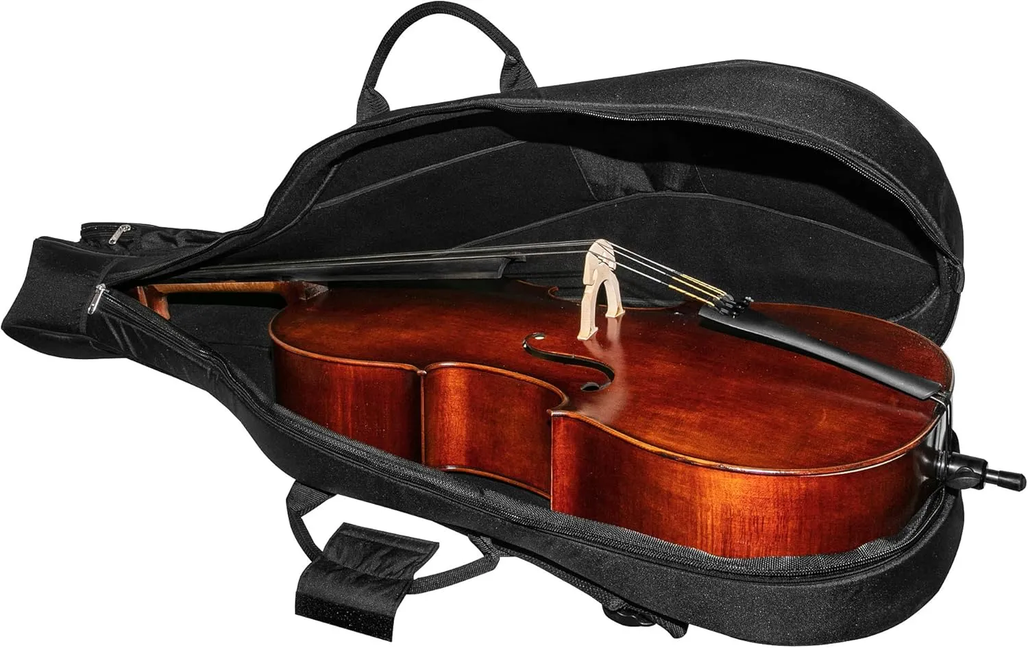 MI&VI CB-5005 Travel Cello Soft Case Gig Bag (1/4 Size) With Multiple Pockets and Adjustable Backpack Straps | Thick 20mm Padding | Weather-Resistant | Non-Abrasive Lining - MIVI Music