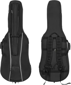 MI&VI CB-5005 Travel Cello Soft Case Gig Bag (1/4 Size) With Multiple Pockets and Adjustable Backpack Straps | Thick 20mm Padding | Weather-Resistant | Non-Abrasive Lining - MIVI Music
