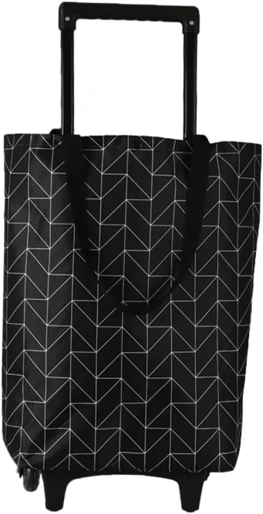 Mikinona Portable Cart with Bag Wheels Oxford Cloth Large Shopping Bag Folding Trolley for Groceries with Stair Climbing Wheels