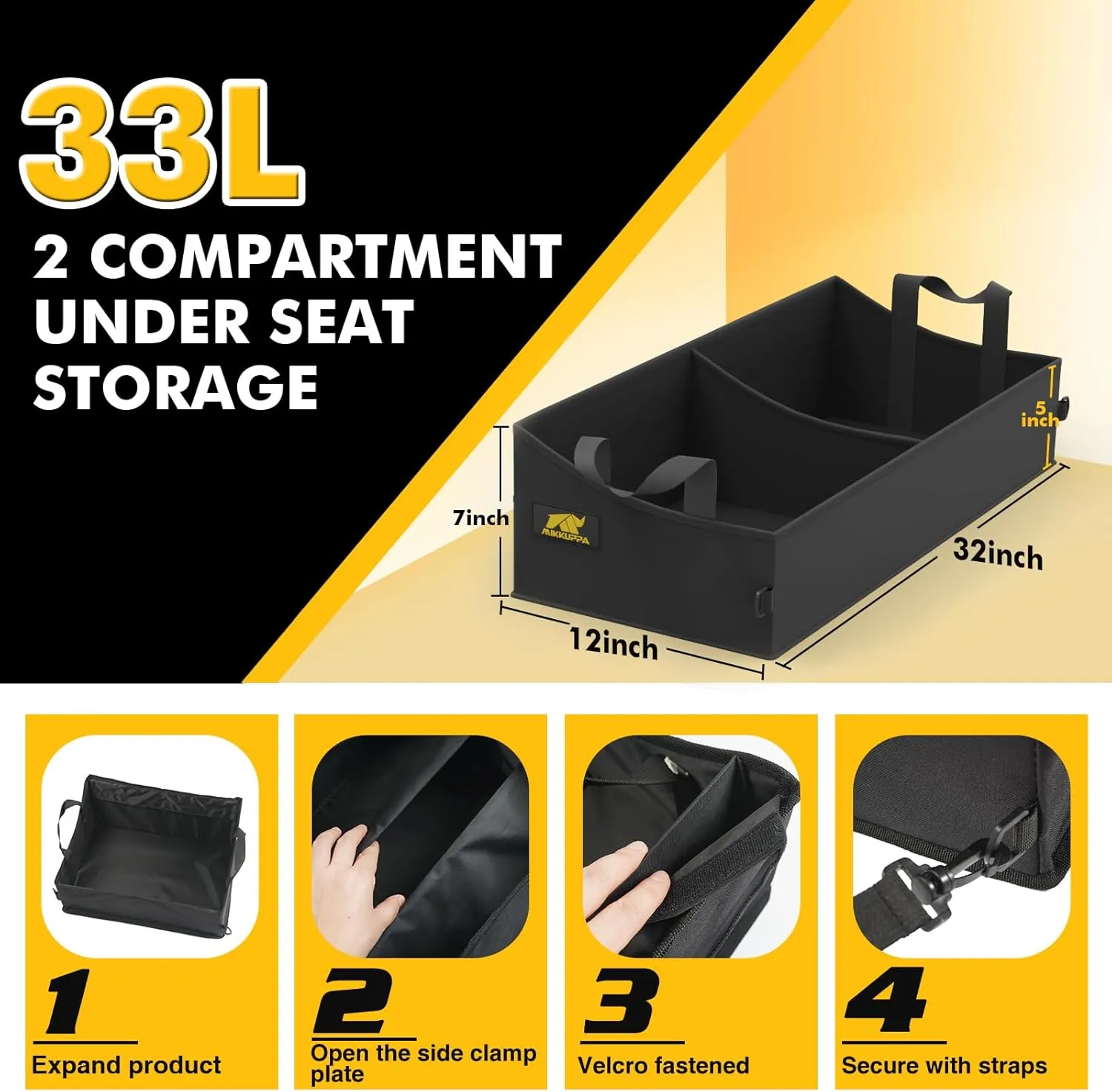 MIKKUPPA Truck Under Seat Storage - Replacement for 2015-2024 Ford F150 F250 F350, for 2 Compartments for Bench Seat Truck Tool Box Organizer Underseat Storage Bag