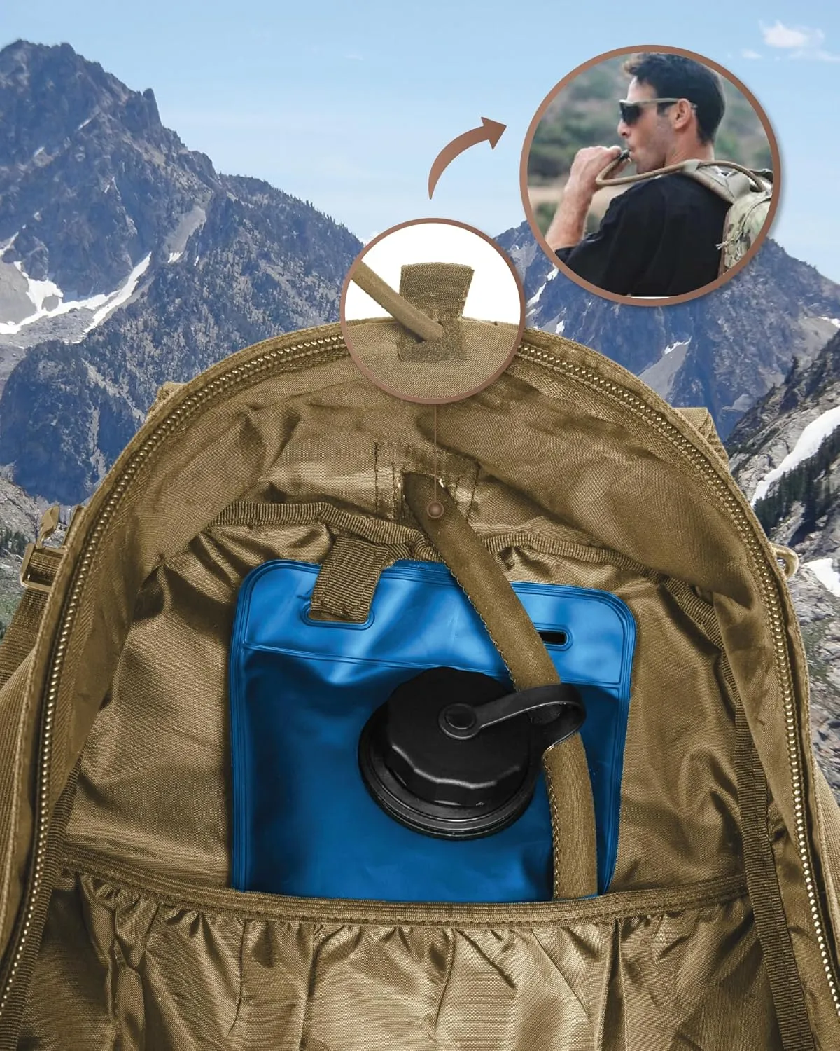 Military Tactical Backpack 40L for Men, Hiking Molle EDC Daypack Work Backpack with Water Bladder Compartment