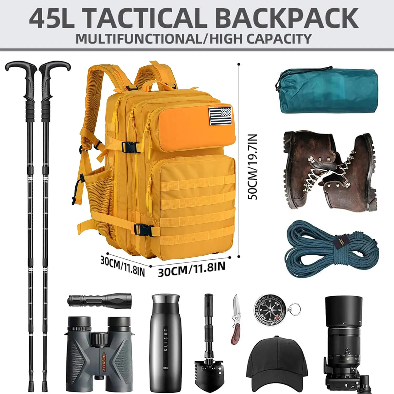 Military Tactical Backpack - 45L Molle Assault Pack for 3-Day Survival, Gym, Hunting, and Daily Use - Versatile Military Backpack & Trekking Day Pack